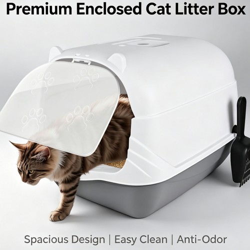 Large hooded cat litter - hooded,