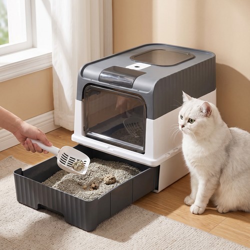 Hooded enclosed cat litter - enclosed,