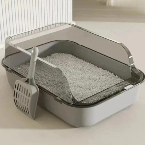 Semi enclosed cat litter box - p,