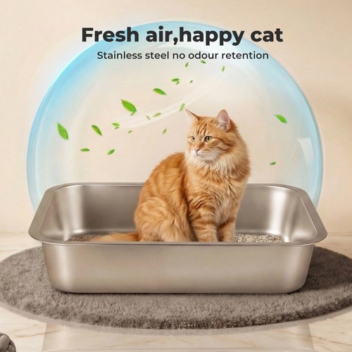 Cat litter box stainless steel - cat,