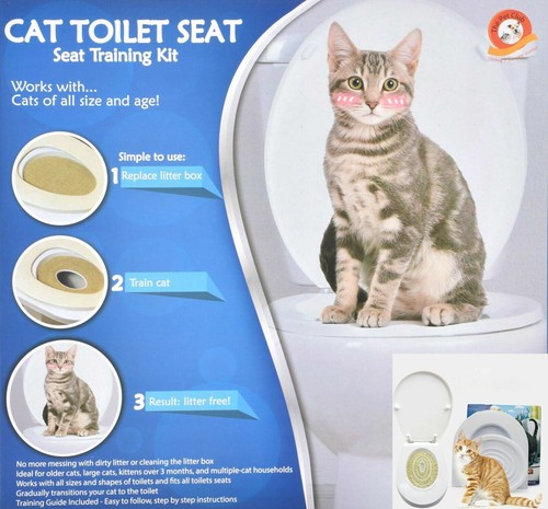 White cat toilet seat training - white,