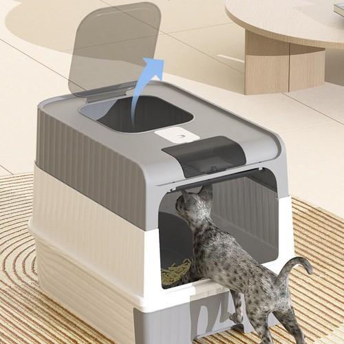 Jumbo hooded cat pan - pan, litter