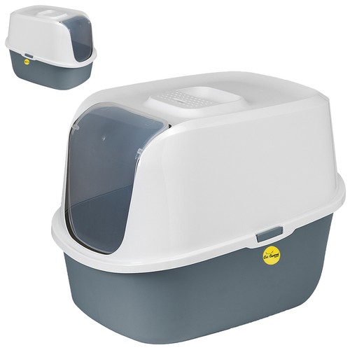 Dark grey hooded cat litter - grey,
