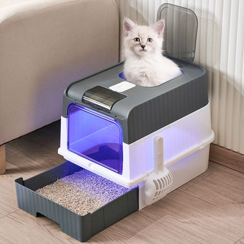 Large cat litter box hooded - cat,