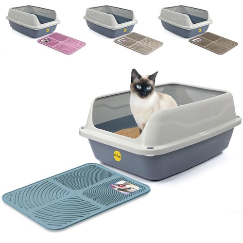 Big grey open cat - big, tray