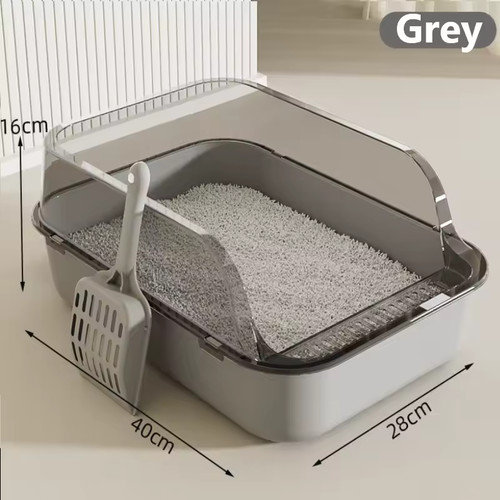 Cat litter box semi enclosed - cat,