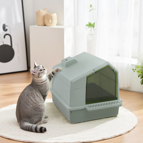 Large hooded cat litter - cat, tray